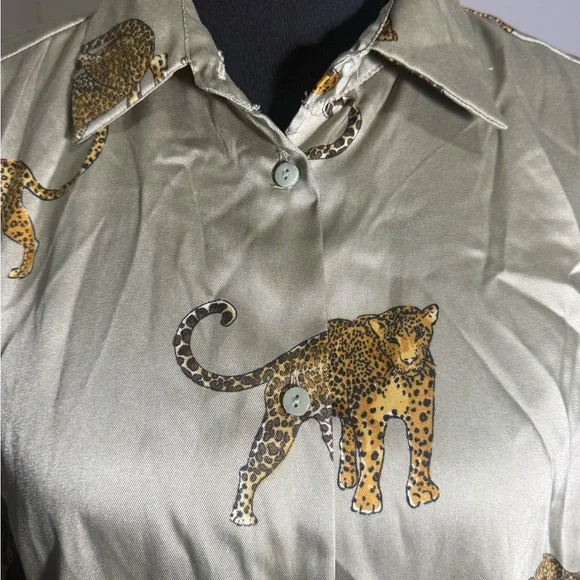 Zara Khaki and Leopard Print Blouse - Picture 6 of 7